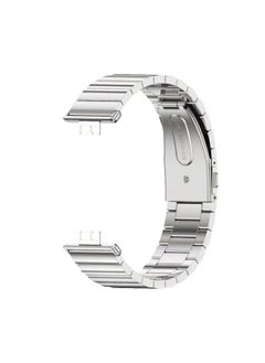 Fit 2 Watch Band Stainless Steel Milanese Clasp Magnetic Suction Three-bead Bamboo Texture Metal Wristband For HuaweiWatch-Color:Slub-Silver-Specifications:For HuaweiFit