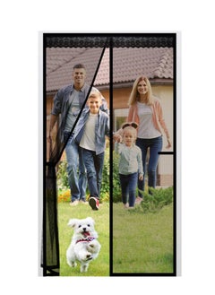 KASTWAVE Magnetic Screen Door, Anti Mosquito Mesh Fly Curtain, Magnetic Top-to-Bottom Seal Snaps Shuts Automatically, Keep Fresh Air in & Bugs Out (100x200CM,Black)  - Image 1