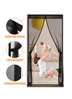 KASTWAVE Magnetic Screen Door, Anti Mosquito Mesh Fly Curtain, Magnetic Top-to-Bottom Seal Snaps Shuts Automatically, Keep Fresh Air in & Bugs Out (100x200CM,Black)  - Image 3