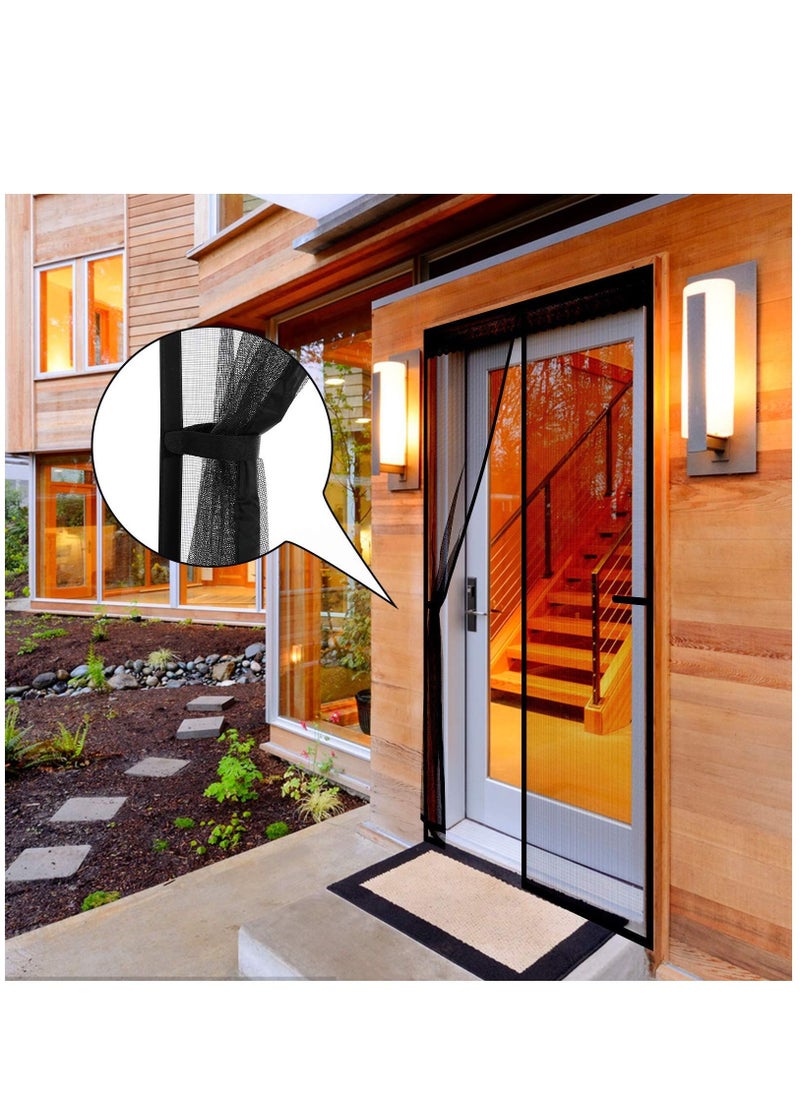 KASTWAVE - Magnetic Screen Door, Anti Mosquito Mesh Fly Curtain, Magnetic Top-to-Bottom Seal Snaps Shuts Automatically, Keep Fresh Air in & Bugs Out (100x200CM,Black) - Image 1