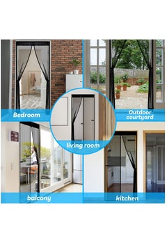 KASTWAVE Magnetic Screen Door, Anti Mosquito Mesh Fly Curtain, Magnetic Top-to-Bottom Seal Snaps Shuts Automatically, Keep Fresh Air in & Bugs Out (100x200CM,Black)  - Image 5