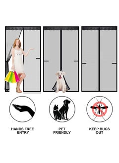 KASTWAVE Magnetic Screen Door, Anti Mosquito Mesh Fly Curtain, Magnetic Top-to-Bottom Seal Snaps Shuts Automatically, Keep Fresh Air in & Bugs Out (100x200CM,Black)  - Image 2