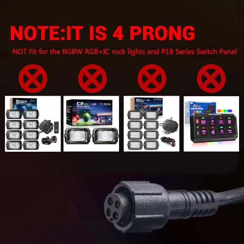 MICTUNING 2PCS 10FT 4 Pin Extension Cables - Exclusive for 2nd-Gen RGB Rock Lights and P1Y P1s P1C P8 Series Switch Panel Connection - Image 3