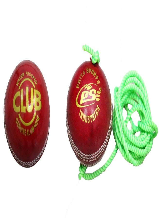 PSE Priya Sports Club Red Leather Cricket Ball Two Part with Red Practice Cricket Ball (Pack of 2 Pcs) - Image 2