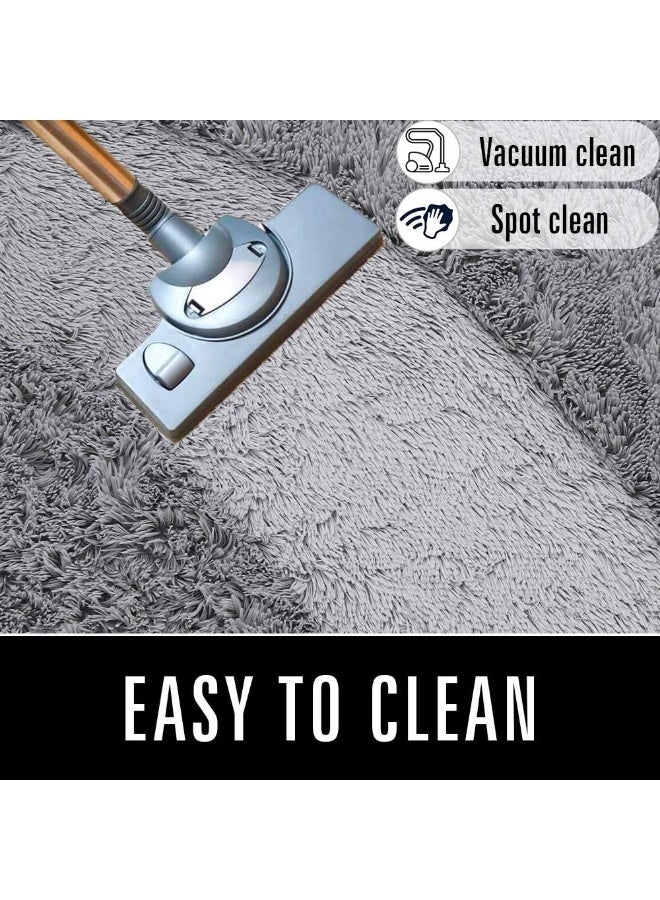 Soofam Modern Rugs Fluffy Soft Touch Area Rug Carpet Large for Living Room Bedroom Floor Mat Super Soft Fluffy Area Carpet Anti-Slip Plush Carpet High Pile Tie Carpet for Living Room Bedroom Kids Room 5x7 Feet - Image 5