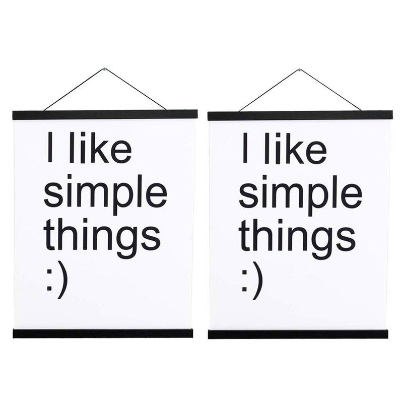 Artmag 2 Pack Magnetic Poster Hanger Frame  12X18 12X16 12X24 Light Wood Wooden Magnet Canvas Artwork Print Dowel Poster Hangers Frames Hanging Kit (Black  12""  2 Packs) - Image 1
