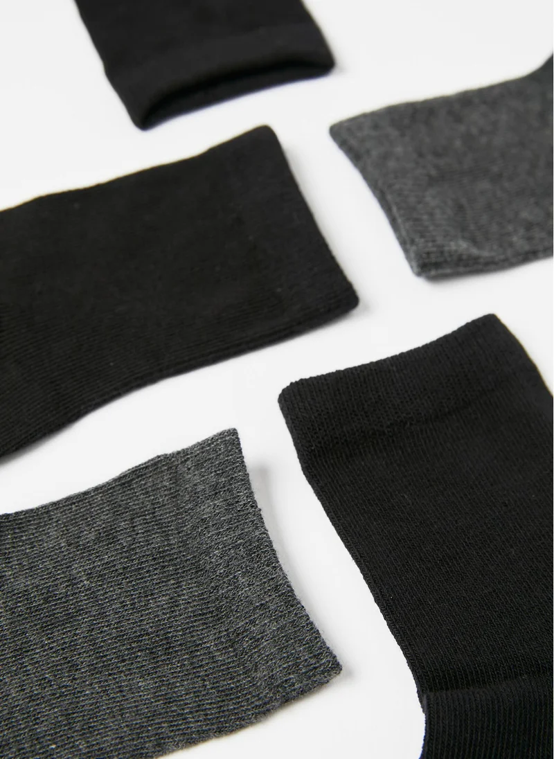 زيبي 5-Pack Socks for Boys, Black/Grey