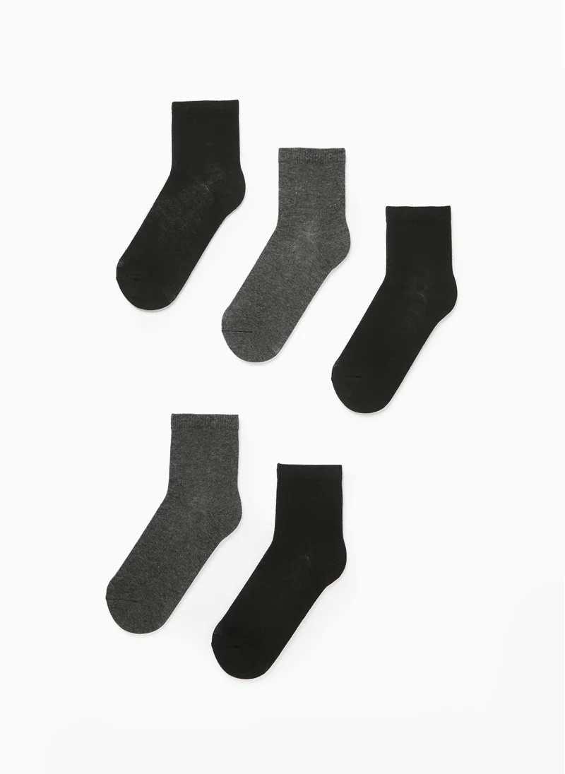 زيبي 5-Pack Socks for Boys, Black/Grey