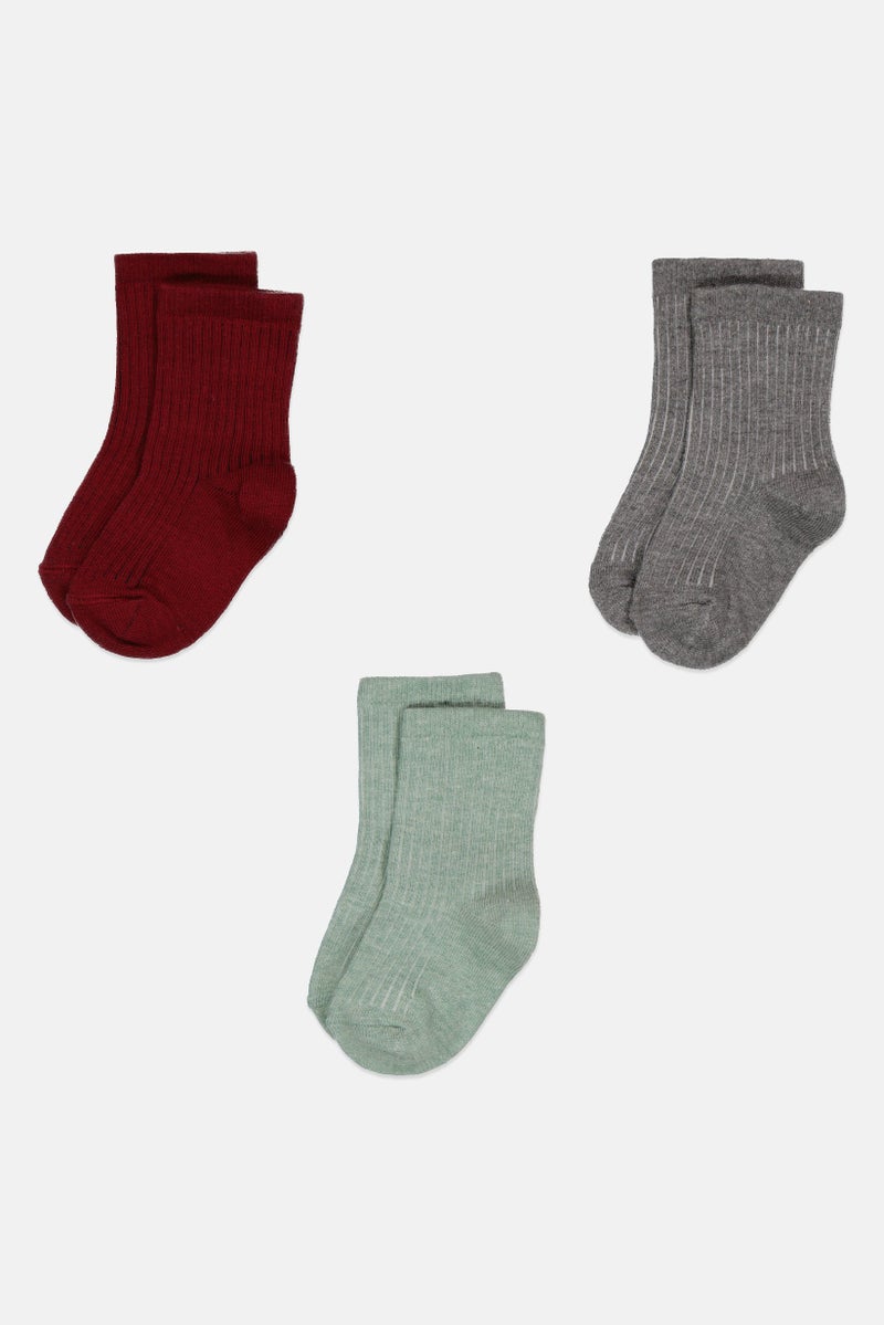 RBX Kids Boy 3 Pairs Textured Crew Socks, Multicolor  - Image 3