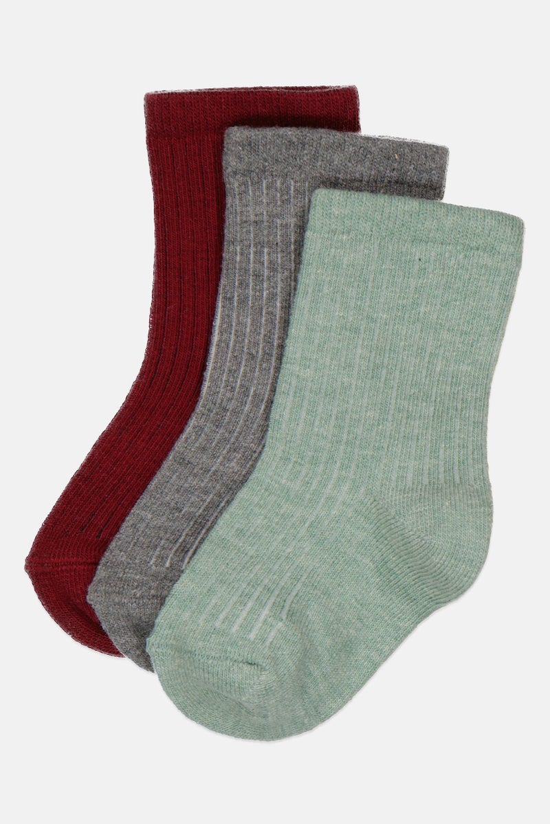 RBX Kids Boy 3 Pairs Textured Crew Socks, Multicolor  - Image 1