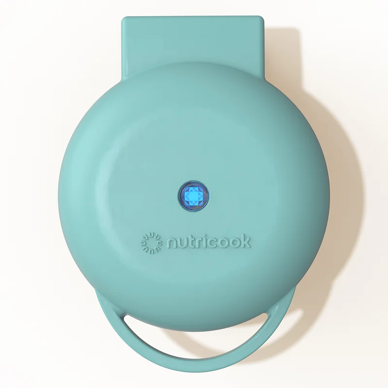 نيوتري كوك صانعة وافل صغيرة تسخين سريع طلاء سيراميك آمنة وصحية سهلة التنظيف للأطفال والعائلة  واط أزرق