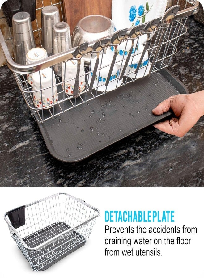 Rellon Stainless Steel Utensils Basket Drainer & Dish Drainer Basket for Kitchen/Utensil Stand for Kitchen/Dish Drying Rack with Drainer/Dish Rack (Big) - Image 2