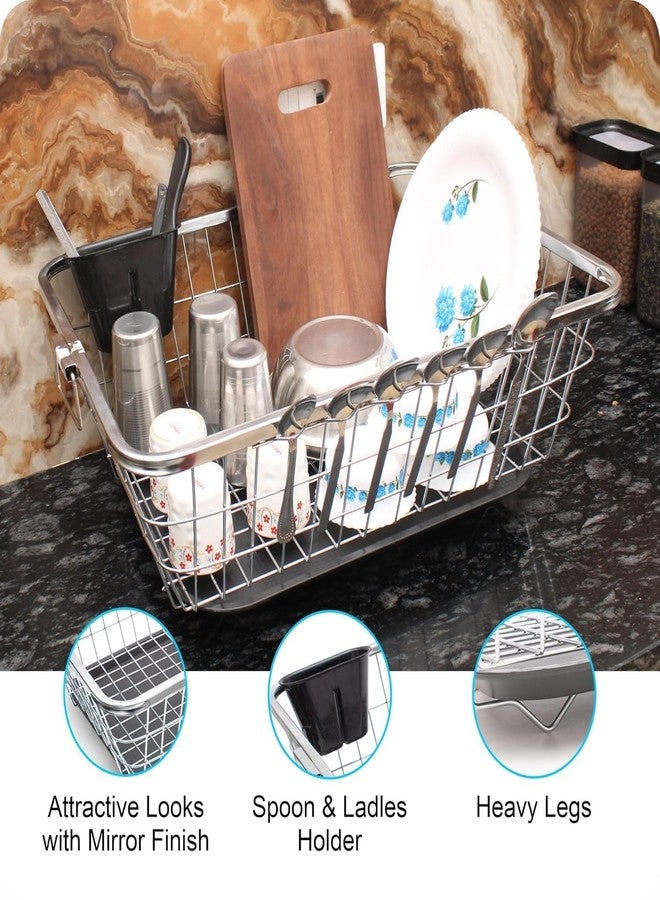 Rellon Stainless Steel Utensils Basket Drainer & Dish Drainer Basket for Kitchen/Utensil Stand for Kitchen/Dish Drying Rack with Drainer/Dish Rack (Big) - Image 3