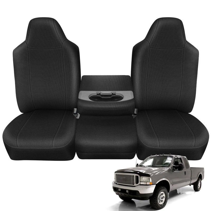 Kistrba Truck Seat Cover Compatible with 2002-2010 Ford F250-F550 Super Duty Front 40/20/40 Split Bench Seat with Molded Headrest, Heavy Duty Knitted Sponge Fabric - Image 1