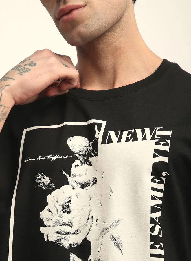 Difference of Opinion Men Oversized Crew Neck Printed T-Shirt