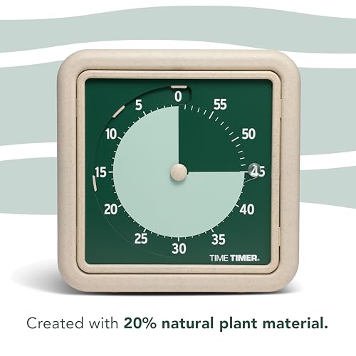 Time Timer® Retro 8 inch Eco Edition Visual Timer - 60 Minute Desk Countdown Clock Made with at Least 20% Natural Plant Material- Green Land - Image 2