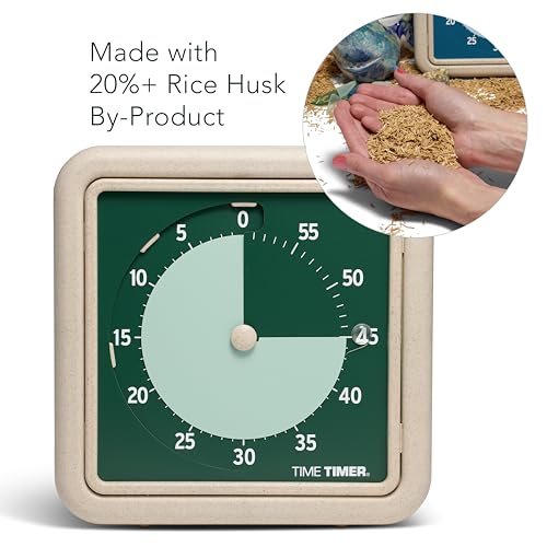 Time Timer® Retro 8 inch Eco Edition Visual Timer - 60 Minute Desk Countdown Clock Made with at Least 20% Natural Plant Material- Green Land - Image 5