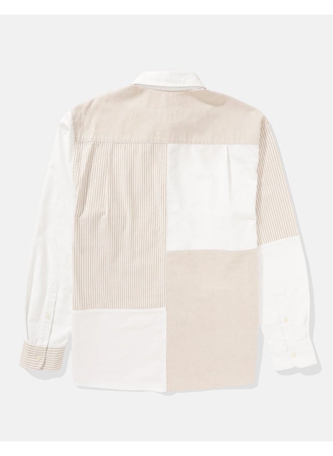 American Eagle - Ae Oversized Oxford Colorblock Button-Up Shirt - Image 1