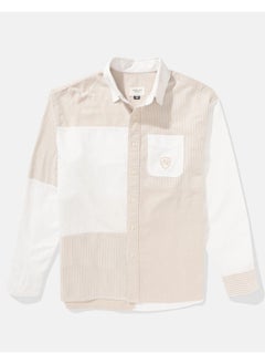 American Eagle Ae Oversized Oxford Colorblock Button-Up Shirt  - Image 4