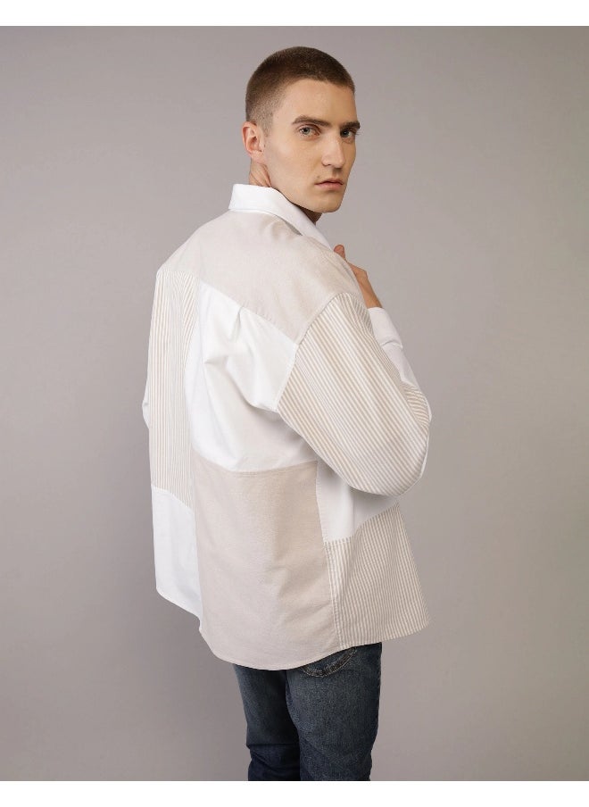 American Eagle - Ae Oversized Oxford Colorblock Button-Up Shirt - Image 1