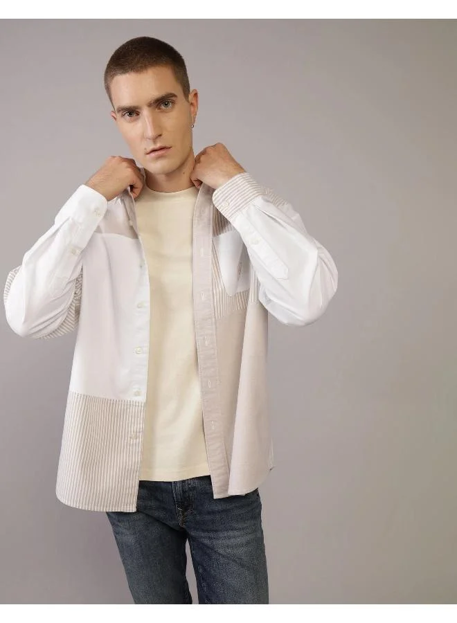 امريكان ايجل Ae Oversized Oxford Colorblock Button-Up Shirt