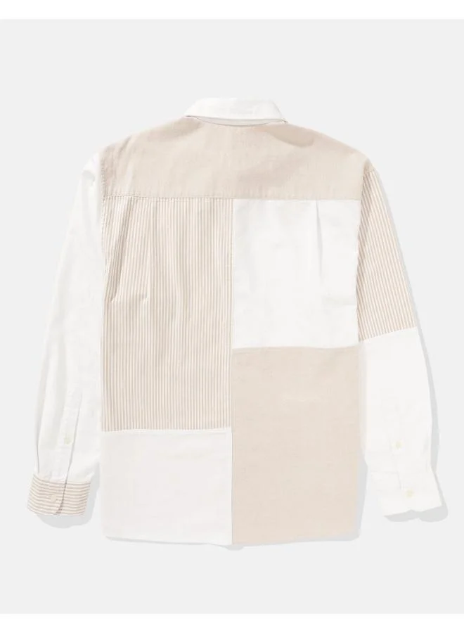 امريكان ايجل Ae Oversized Oxford Colorblock Button-Up Shirt