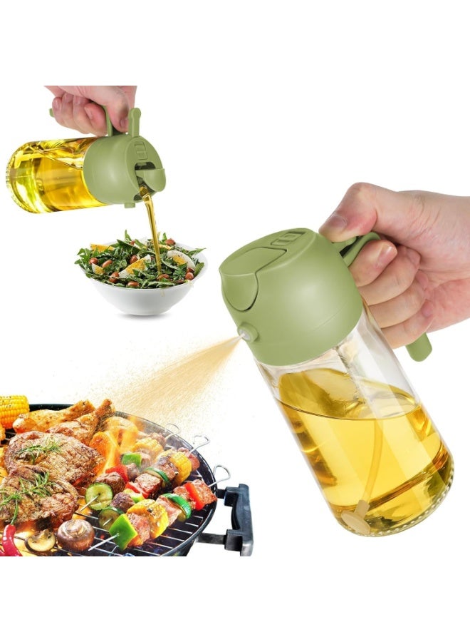 زجاجة بخاخ زيت زيتون 2 في 1 للطبخ، زجاجة زيت زجاجية فاخرة سعة 470 مل للمطبخ والطبخ والمقلاة الهوائية والتحميص والسلطة والخبز والشواء، متعددة الألوان - Image 4
