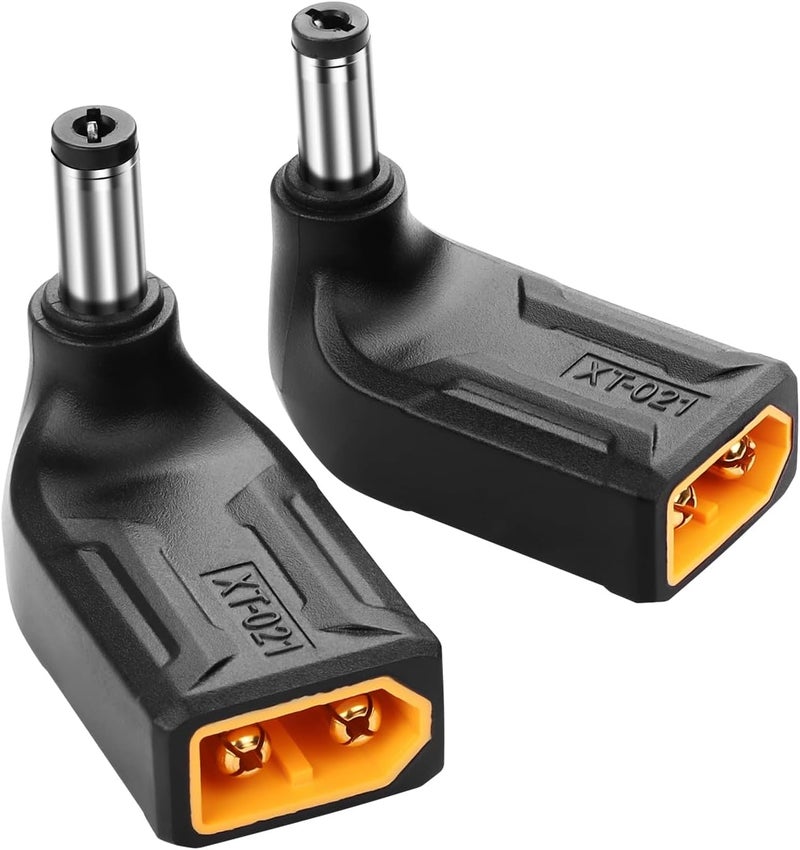 SinLoon 2 Pack XT60 to DC5521 Adapter 90 Degree XT60 Male to DC 55mm X 21mm Male Wireless for TS100 Soldering Iron FPV Monitor PowerDrone XT021 - Image 1