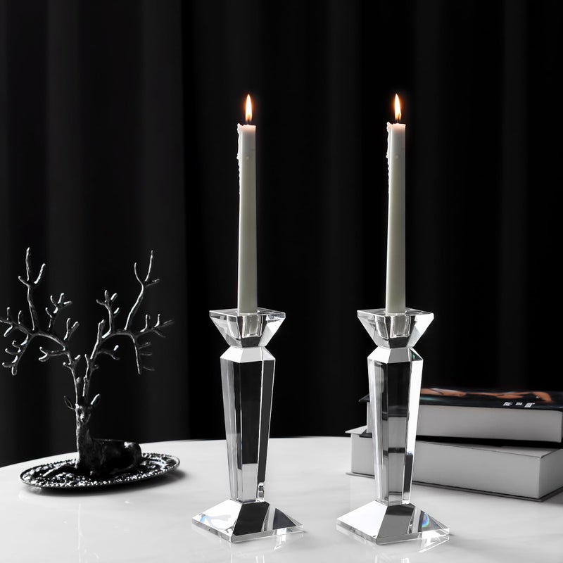Kitcom Crystal Candle Stick Holders for Home Decor 2-Pack, Clear Crystal Taper Candles Holder Table Centerpieces for Party and Wedding Decoration(9inch Tall) - Image 4
