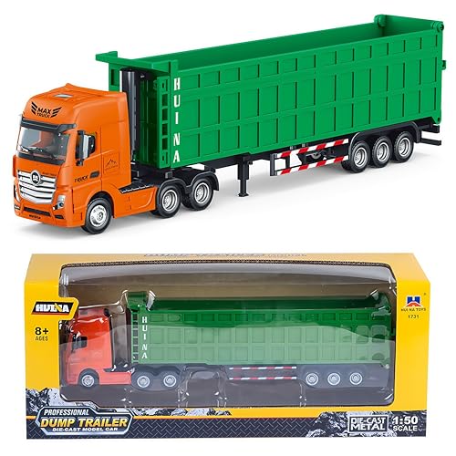Gemini&Genius Construction Dump Truck Toy, Heavy Duty Alloy Transport Truck Toy, Construction Vehicle Toys, 1:50 Scale Diecast Dump Trailer, Toy Trucks for Kids (Detachable) - Image 1