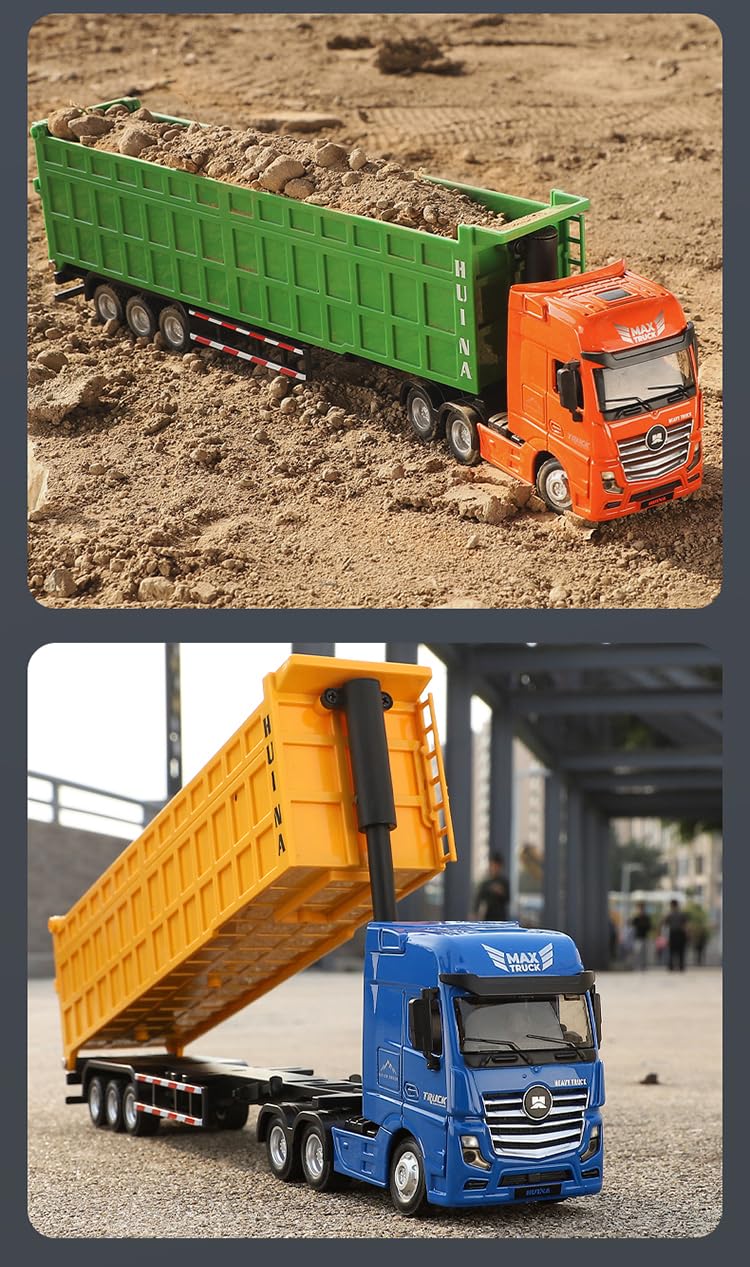 Gemini&Genius Construction Dump Truck Toy, Heavy Duty Alloy Transport Truck Toy, Construction Vehicle Toys, 1:50 Scale Diecast Dump Trailer, Toy Trucks for Kids (Detachable) - Image 2