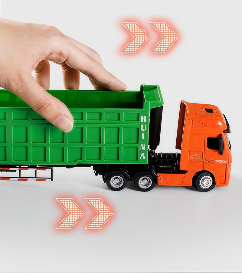 Gemini&Genius Construction Dump Truck Toy, Heavy Duty Alloy Transport Truck Toy, Construction Vehicle Toys, 1:50 Scale Diecast Dump Trailer, Toy Trucks for Kids (Detachable) - Image 3