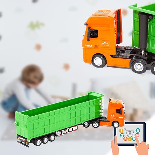 Gemini&Genius Construction Dump Truck Toy, Heavy Duty Alloy Transport Truck Toy, Construction Vehicle Toys, 1:50 Scale Diecast Dump Trailer, Toy Trucks for Kids (Detachable) - Image 5