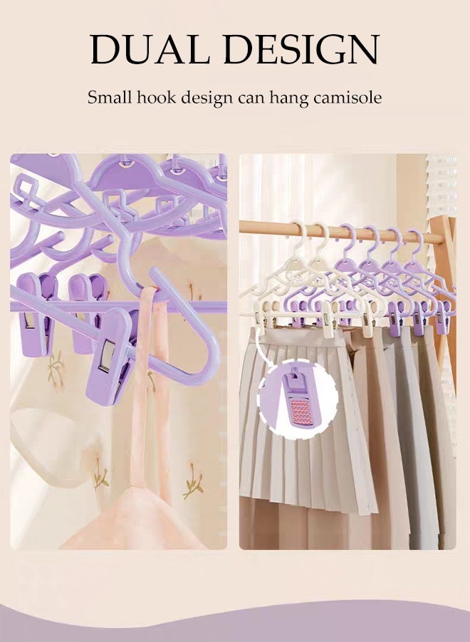 DUNISO 10pcs Clothes Hangers with Clips 360°Swivel Hook Non-sli Trousers Hangers with Non-Slip Notches Non Marking Clothes Hanger Set Space-Saving Clothes Hangers for Shirts, Pants, Dresses, Skirts, Coats - Image 2