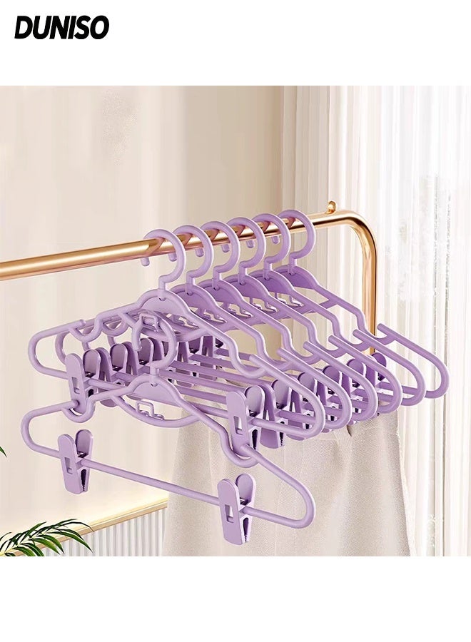 DUNISO 10pcs Clothes Hangers with Clips 360°Swivel Hook Non-sli Trousers Hangers with Non-Slip Notches Non Marking Clothes Hanger Set Space-Saving Clothes Hangers for Shirts, Pants, Dresses, Skirts, Coats - Image 1
