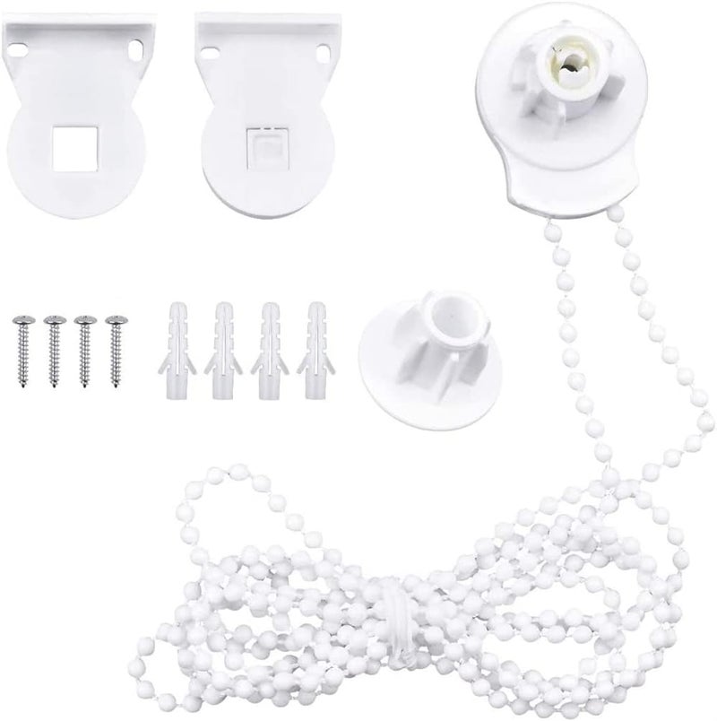 ELECDON Roller Blind Fittings, 25mm Roller Blind Brackets, Plastic Rolling Blind Replacement Repair Kit, Curtain Roller Accessories with Beaded Chain Screws for Windows - Image 1