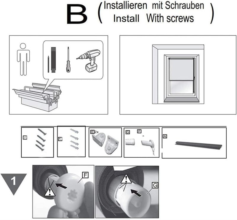 ELECDON Roller Blind Fittings, 25mm Roller Blind Brackets, Plastic Rolling Blind Replacement Repair Kit, Curtain Roller Accessories with Beaded Chain Screws for Windows - Image 2