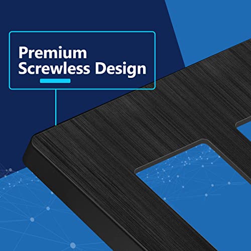 LIDER Double Decorator Switch Cover Screwless Wall Plate MidSize 2Gang 488 x 492 LSWP32MBBK10P UL Listed Thermoplastic Brushed Black 10Pack - Image 3
