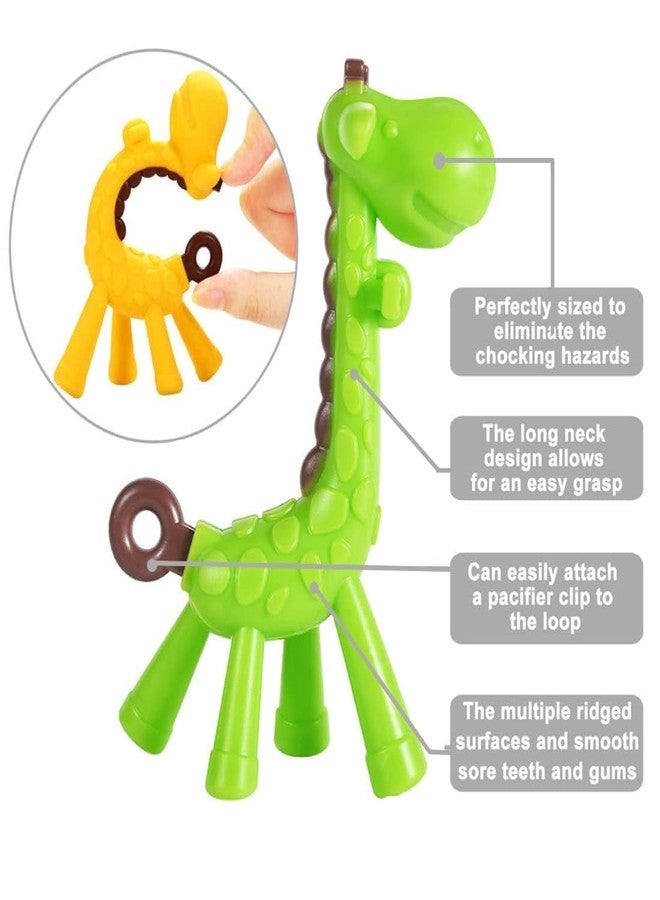 AEREX Infant Giraffe Shape Teether For Baby 100% Food Grade, Bpa Free Silicone Teething Baby Teether Teething Toy Baby Teether For 3 To 12 Months Baby,Green - Image 2