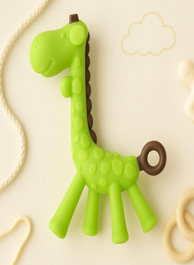 AEREX Infant Giraffe Shape Teether For Baby 100% Food Grade, Bpa Free Silicone Teething Baby Teether Teething Toy Baby Teether For 3 To 12 Months Baby,Green - Image 1