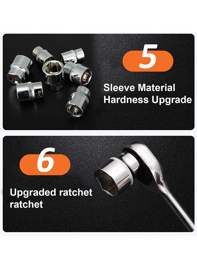 Auto Repair Tool Set Bit Socket Hardware 108 PCS Auto Parts Car Repair Sleeve Suit Multifunction Automobiles Hand Tool Wrench Set Batch Head Ratchet Pawl Socket Wrench Screwdriver for Home Repair Store (Black) - Image 4