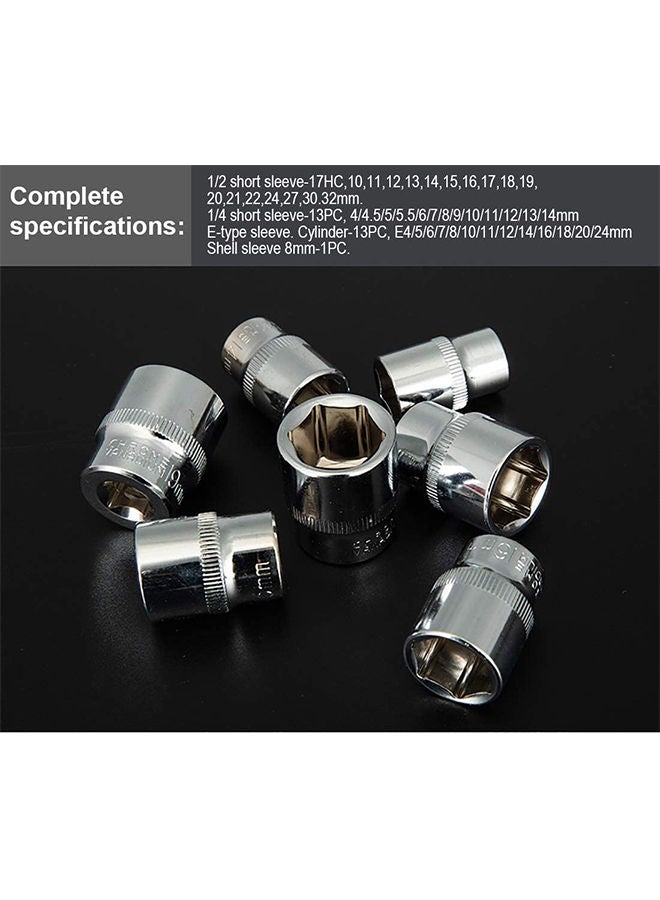 Auto Repair Tool Set Bit Socket Hardware 108 PCS Auto Parts Car Repair Sleeve Suit Multifunction Automobiles Hand Tool Wrench Set Batch Head Ratchet Pawl Socket Wrench Screwdriver for Home Repair Store (Black) - Image 5