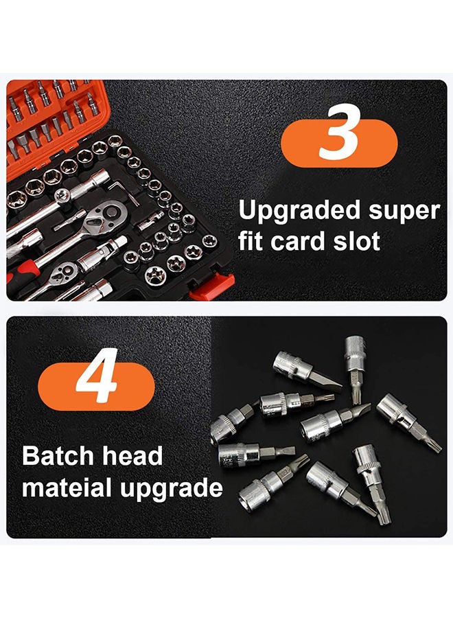 Auto Repair Tool Set Bit Socket Hardware 108 PCS Auto Parts Car Repair Sleeve Suit Multifunction Automobiles Hand Tool Wrench Set Batch Head Ratchet Pawl Socket Wrench Screwdriver for Home Repair Store (Black) - Image 3