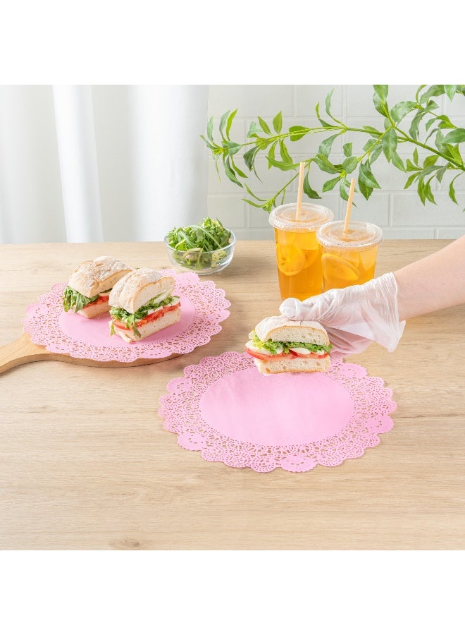 Restaurantware Pastry Tek 12 x 12 Inch Lace Doilies, 100 Decorative Tableware Placemats - Disposable, Round, Pink Paper Table Doilies, For Birthdays, Or Weddings, Table Decor - Image 5