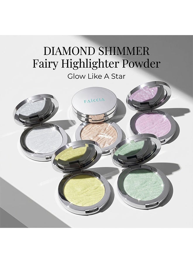 Faiccia Shimmering Fairy Highlighter Powder, Pearl White Silver Glitter Highlighter Shadow, Holographic Shimmer Highlighter Brightener, Shimmer Metallic Color Brightener, Lightweight Multi-use Fairy Makeup for Women 01 - Image 3