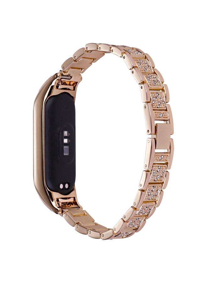 Replacement Strap For Xiaomi Mi Band 6 / 5 Universal Three-beads Full Diamond Metal Watch Band Rose Gold