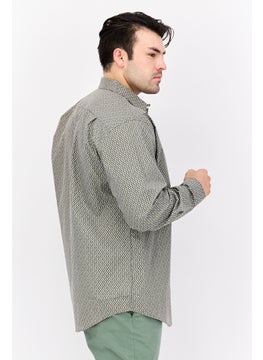 Van Heusen Men Regular Fit All Over Print Long Sleeve Dress Shirts, Sage Green  - Image 2