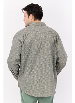 Van Heusen Men Regular Fit All Over Print Long Sleeve Dress Shirts, Sage Green  - Image 3