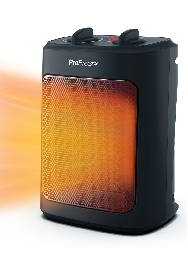 برو_بريز دفاية كهربائية سيراميك صغيرة بقوة 2000 وات، 3 إعدادات للحرارة ووضع المروحة فقط مع حماية مدمجة من الحرارة الزائدة والانقلاب، سخان كهربائي للمنزل والمكتب وغرفة النوم - Image 1