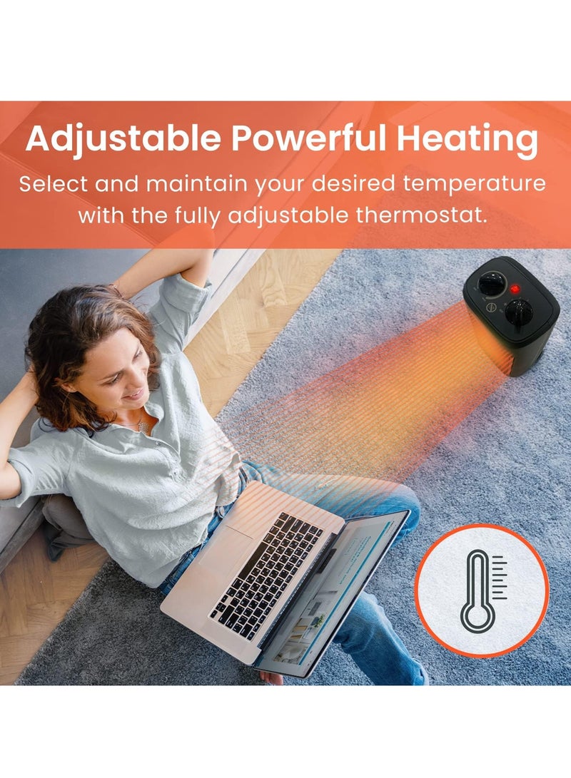 برو_بريز دفاية كهربائية سيراميك صغيرة بقوة 2000 وات، 3 إعدادات للحرارة ووضع المروحة فقط مع حماية مدمجة من الحرارة الزائدة والانقلاب، سخان كهربائي للمنزل والمكتب وغرفة النوم - Image 4